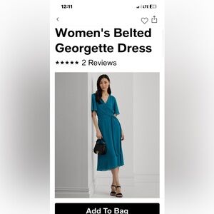 Ralph Lauren Georgette midi dress New, no tags 14 Teal